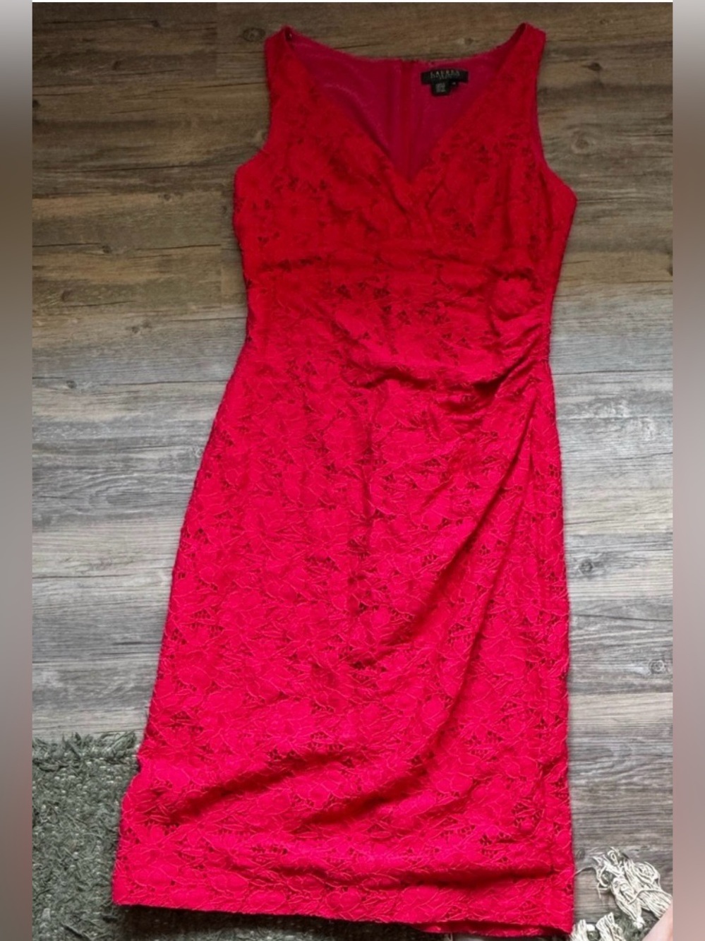 Lauren Ralph Lauren Geranium Lace Sheath Midi Dress.